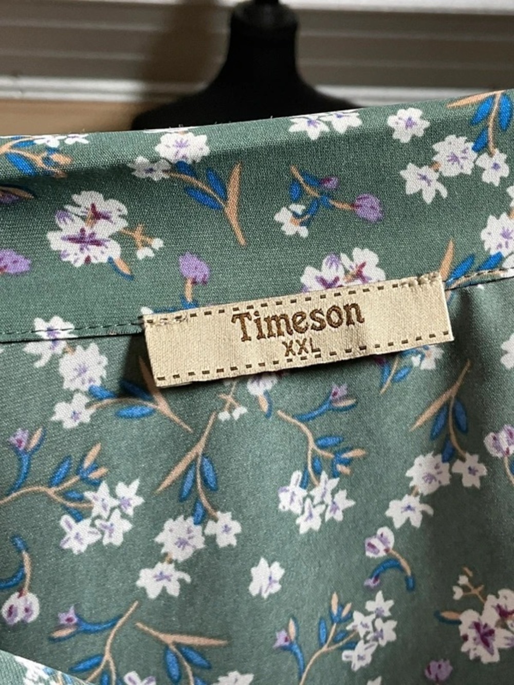 Timeson Floral Button-Up in Sage Green - Picture 3 of 4